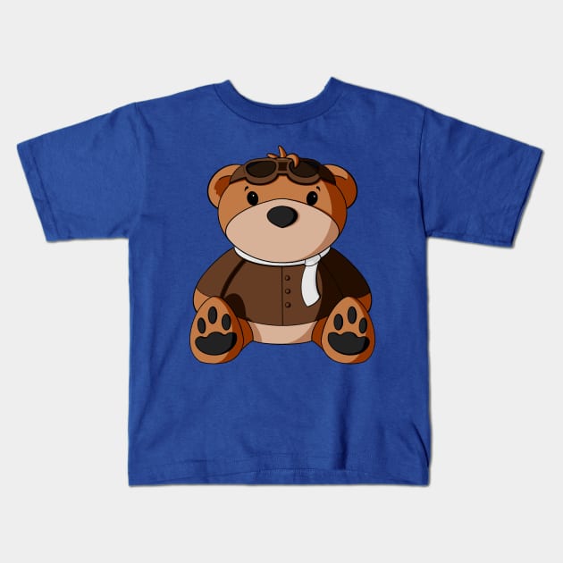 Aviator Teddy Bear Kids T-Shirt by Alisha Ober Designs